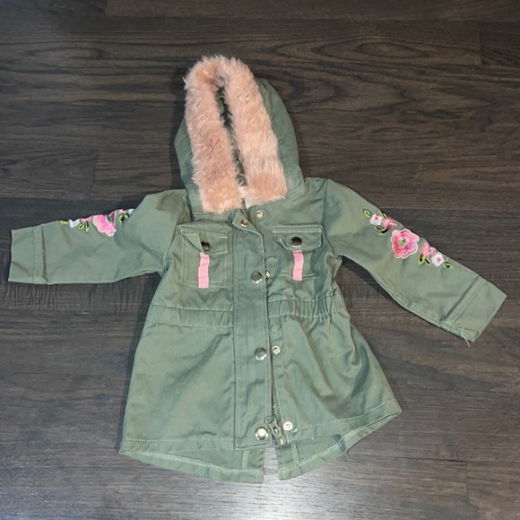 Baby Girls Little Lass Canvas Jacket Size 18M - Picture 1 of 6